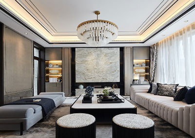 194㎡輕奢風樣板間，流淌寧靜東方的素雅風情